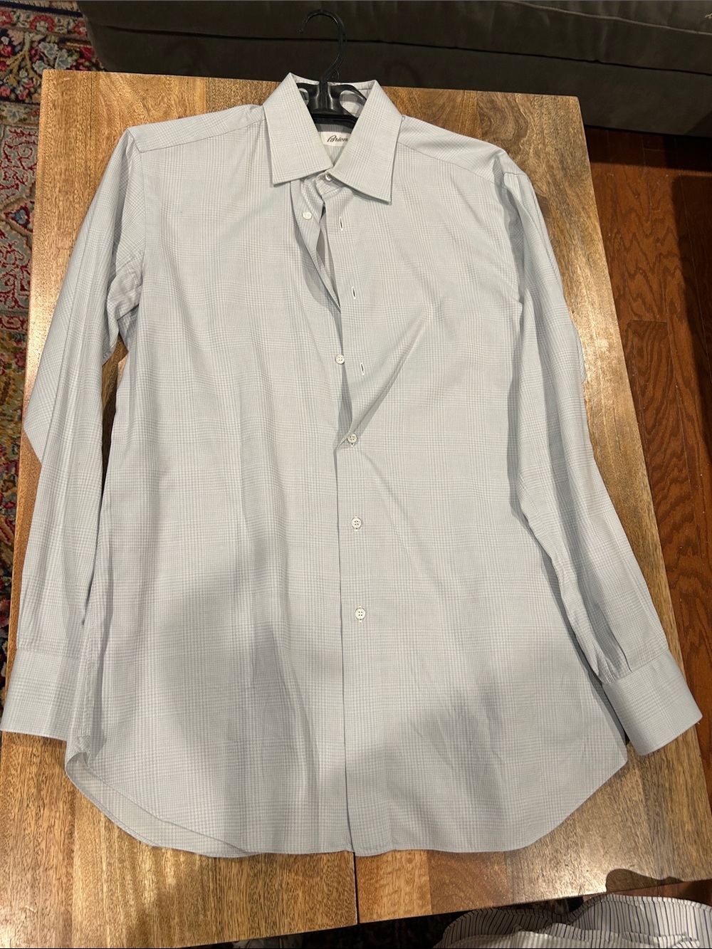 Brioni Light Blue Check Dress Shirt